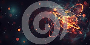 Abstract Quantum Physics Concept with Glowing Atomic Particle