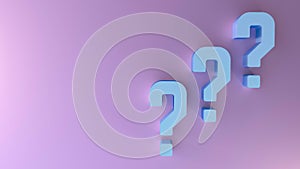 Abstract question marks concept and 3d render.