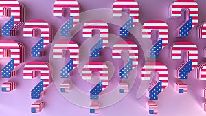 Abstract question marks concept and 3d render.