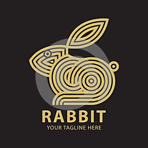 Abstract rabbit linear design logo