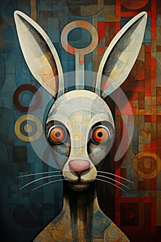 Abstract rabbit painting in the style of pablo picasso. Animals. Illustration, Generative AI