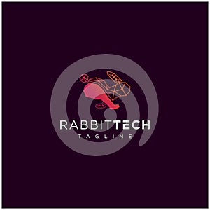 Abstract Rabbit Tech Logo Design . Rabbit Run Technology Icon Vector Logo . Rabbit Digital Logo