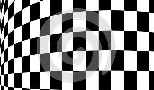 Abstract race flag, chess board, checker board pattern, texture with distort, deform effect