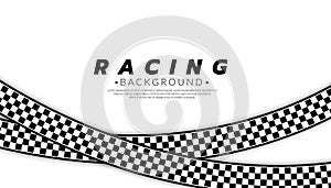 Abstract racing background. Checkered curve flag. Finish line banner vector