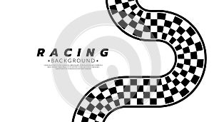 Abstract racing on white background. Checkered curve flag. Finish line banner vector. Success concept