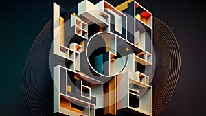 abstract ractangular thin-walled cuboid shapes, neural network generated art