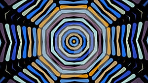 Abstract radial background with animation of moving colorful patterns. Animation. Cartoon kaleidoscope, concept of LSD