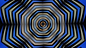 Abstract radial background with animation of moving colorful patterns. Animation. Cartoon kaleidoscope, concept of LSD