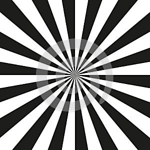 Abstract radial background with background with black and white divergent rays. Vector illustration
