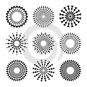 Abstract Radial Circle Icons. Design Elements Set