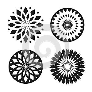 Abstract Radial Circle Patterns Set. Decorative Design Elements