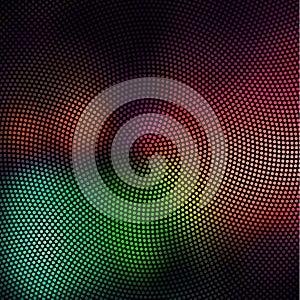 Abstract radial colorful dotted vector background. Halftone effect