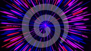 Abstract radial lines geometric background concentrated around the glowing small sphere. Animation. Beautiful outer