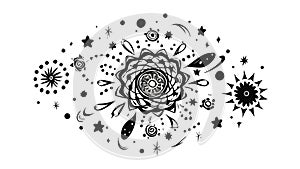 Abstract radial pattern with dots and lines, cosmic explosion, vector design Generative AI