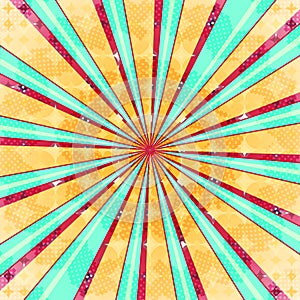 Abstract radial sun burst background. Retro style colorful light dissipated behind. Vector illustration. EPS 10