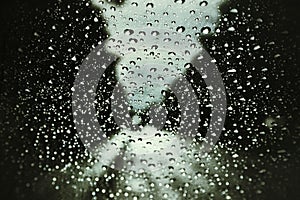 Abstract Rain Drops On Car Windshield Selectable Focus Image For Rainy Season Background