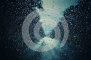 Abstract Rain Drops On Car Windshield Selectable Focus Image For Rainy Season Background