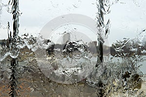 Abstract Rain Water on Glass Window Background Concept