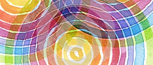 Abstract rainbow acrylic and watercolor circle painted background.