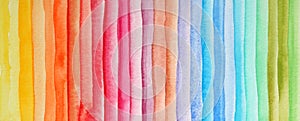 Abstract rainbow acrylic and watercolor strip line painting background. Texture paper