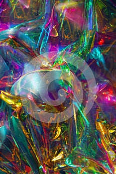 Abstract rainbow background, wallpaper image of festive holographic ribbon, good idea for your design.
