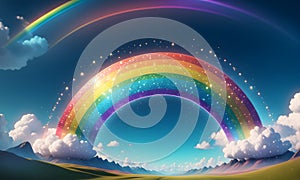 Abstract Rainbow Clouds Glitter 3D Art Animated Graphic, Invitation Card Banner Website Design Background - ai generated