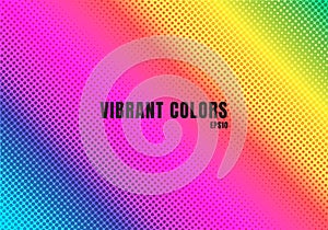 Abstract rainbow color background with halftone texture. Colorful smooth gradient dots pattern. Vibrant colour retro 80`s style