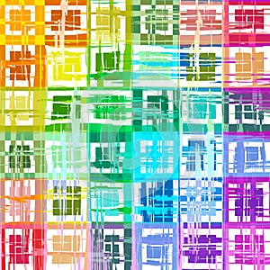 Abstract rainbow color paint grunge plaid art pattern background