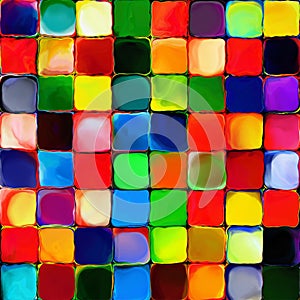 Abstract rainbow color paint tiles pattern art background