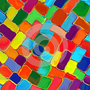 Abstract rainbow color paint tiles pattern art background