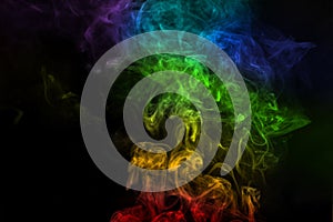 Abstract rainbow color smoke on black background