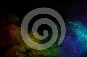 Abstract rainbow color smoke on black background