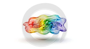 Abstract rainbow-colored fluid shape on white background, ai generated