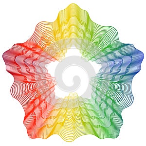 Abstract rainbow curved lines flower metamorphosis