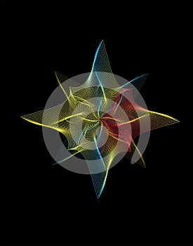 Abstract rainbow decorative star. Abstract decay element