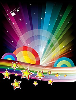 Abstract Rainbow Disco Music Background