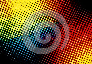 Abstract rainbow halftone pattern with vibrant color gradient