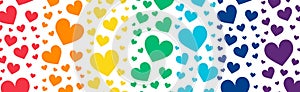 Abstract rainbow hearts on white background - Vector