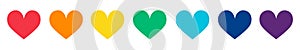 Abstract rainbow hearts on white background - Vector