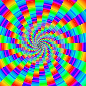 Abstract rainbow hypnotic spiral circle . Spectrum psychedelic optical vertigo