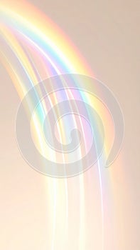 Abstract Rainbow Light Spectrum on Light Beige Background with Curved Lines