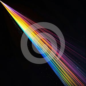 Abstract Rainbow Light Streaks on Black Background Dynamic Energy Flow Spectrum
