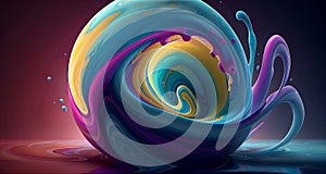 Abstract rainbow paint in background. 3d aesthetic of creative projects. Marble liquid circle background footage.