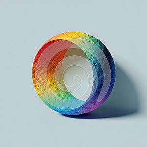 Abstract Rainbow Ring on Light Blue Background