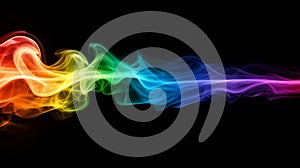 Abstract Rainbow Smoke Waves on Black Background