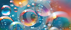 Abstract rainbow soap bubbles background. Ai generative