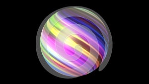Abstract with a rainbow sphere on a black background.