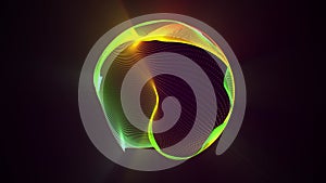 Abstract rainbow sphere made of colorful energetic lines with glow effect on a shiny background, looped video, 4k , 60 fps