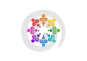 Abstract rainbow teamwork, Social, Logo, education, unique illustration Team modern vector design