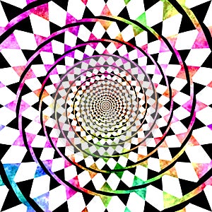 Abstract rainbow vortex checkered background